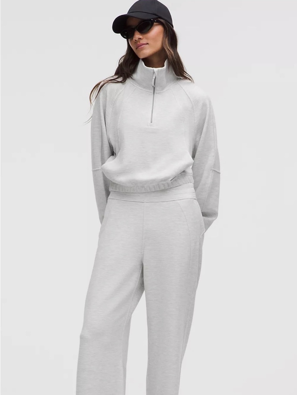 Lululemon Waffle Scruba Cropped 1/2 Zip Funnel Neck  XL